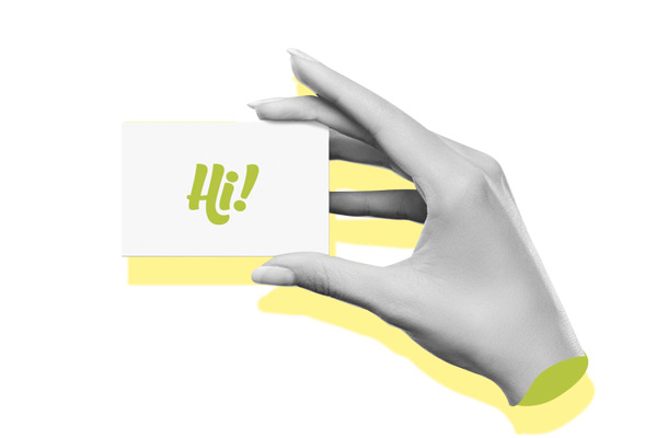 Hand holding a business card