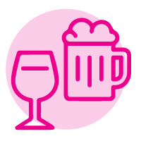 Cartoon wine glass and beer glass