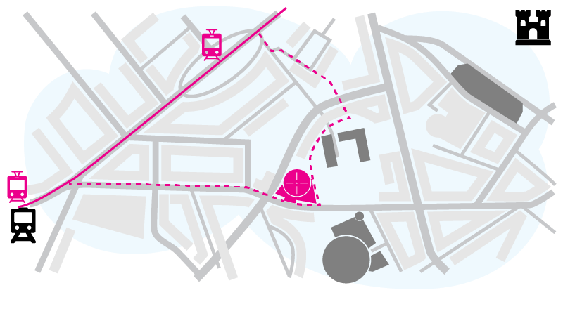A map showing tram stops near the EICC