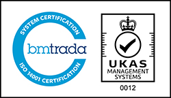 2021 ISO14001 White UKAS Systemcert logo